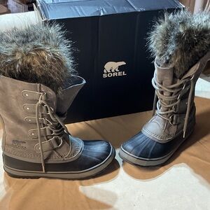 Sorel Charcoal and Ebony Fur-Trimmed Boots